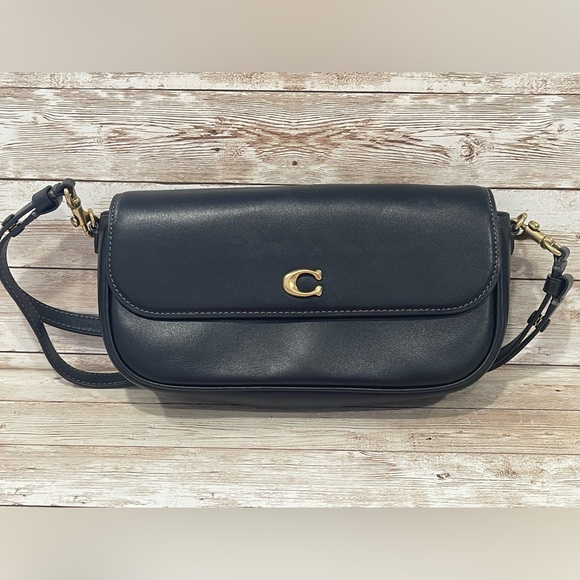 Coach Black Leather Crossbody Bag with Gold Accent - Picture 1 of 4